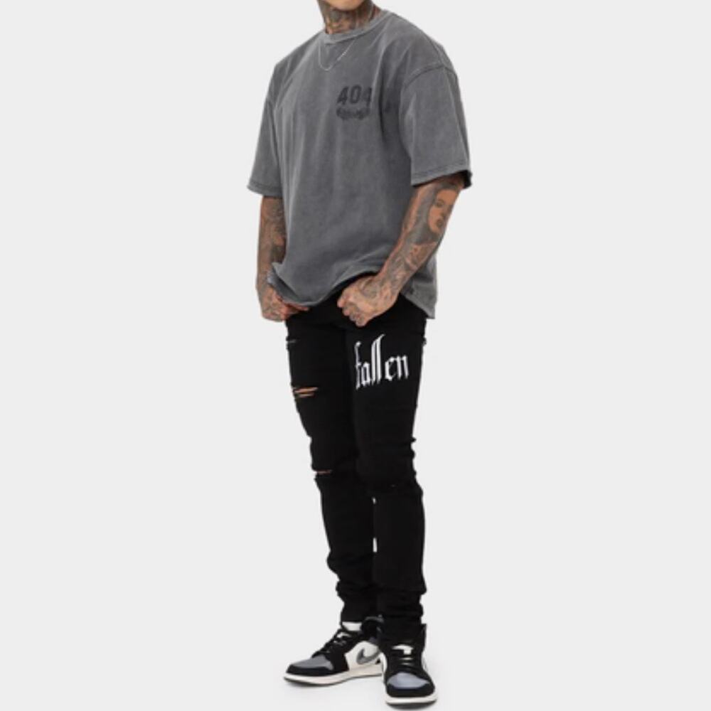 Culture Kings FALLEN BREED Embroidered Logo Black Denim Jeans 36x32 EUC